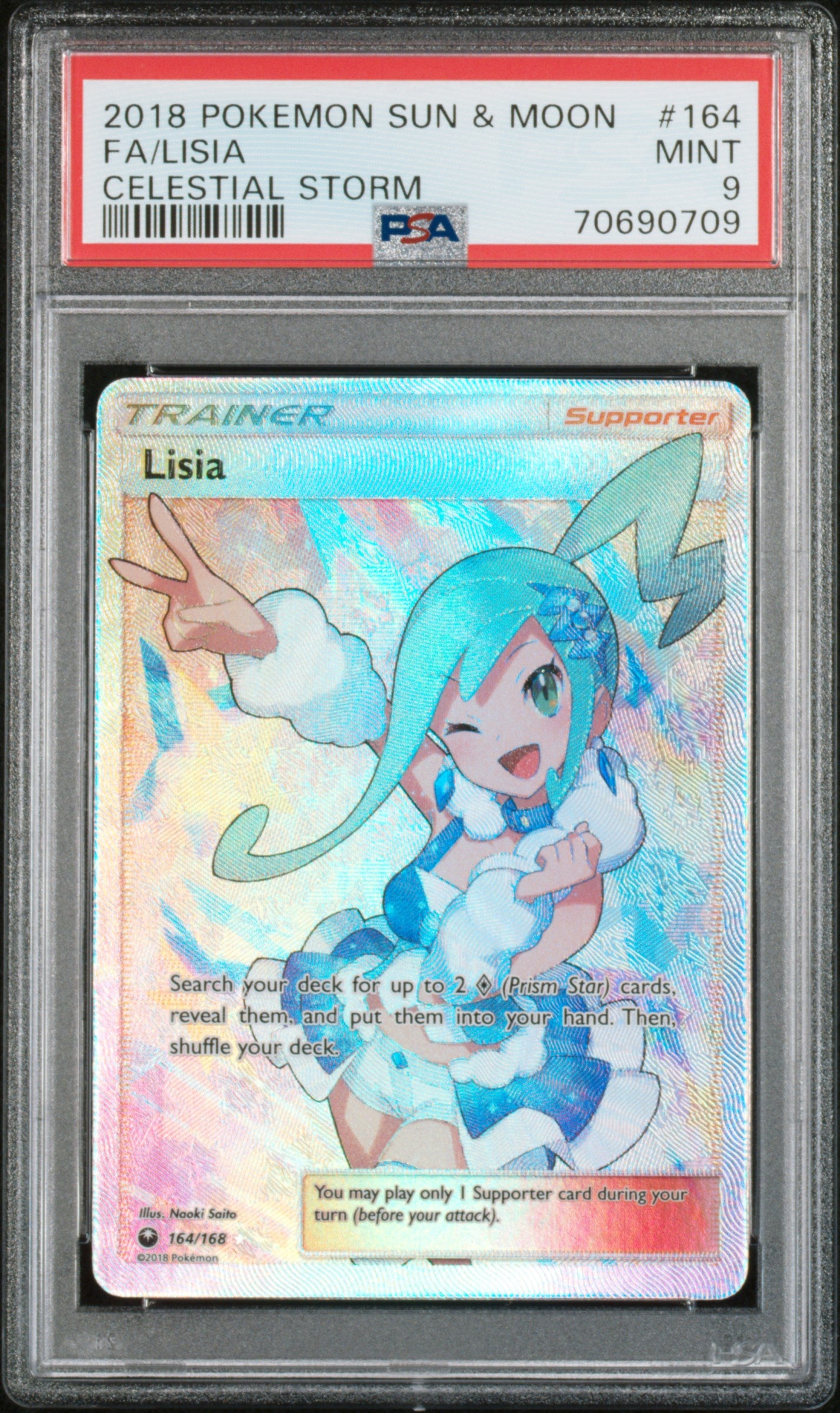 PSA 9 MINT Lisia - Celestial Storm Full Art 164/168