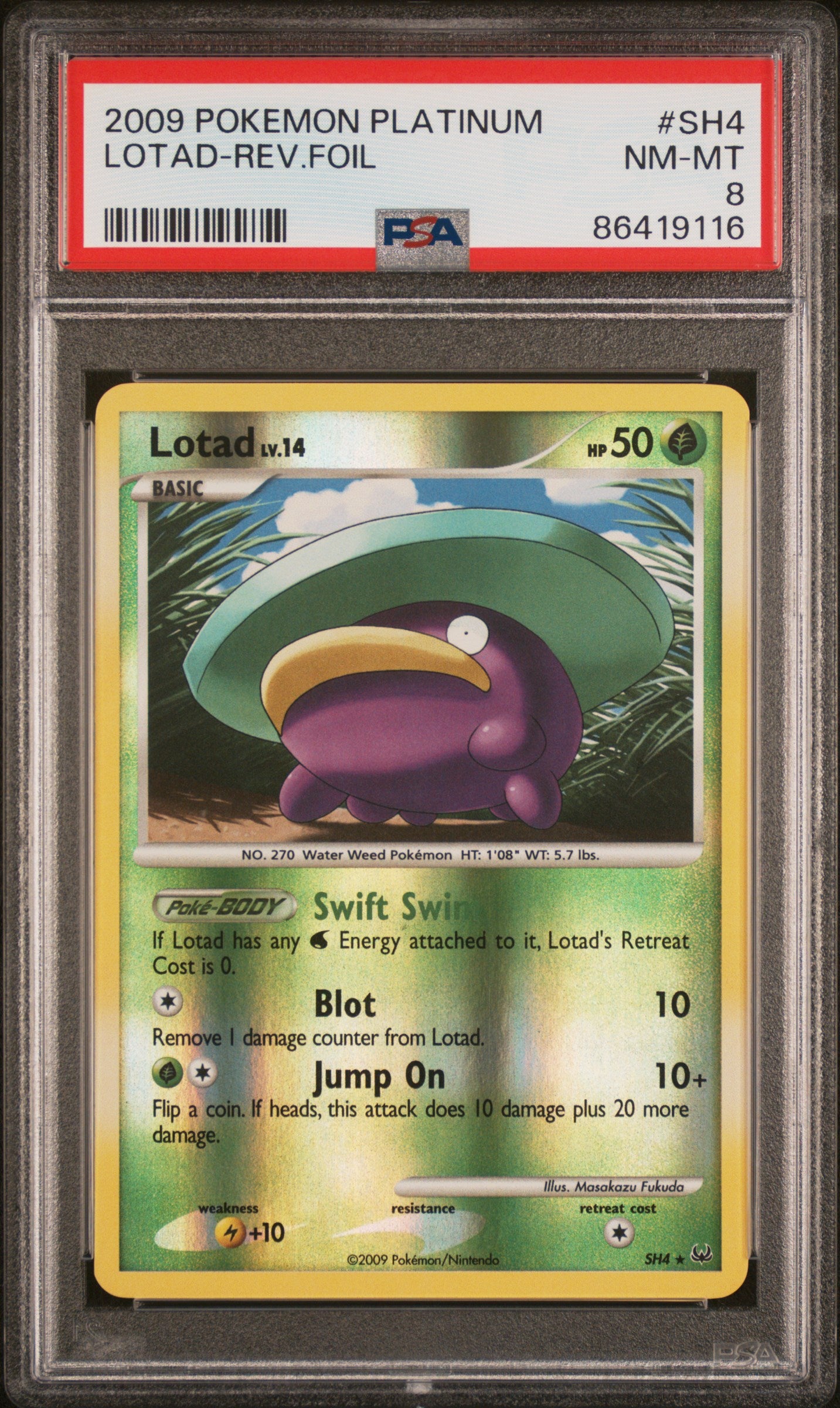 PSA 8 NM-MT Lotad - Platinum Reverse Holo Secret Shiny SH4