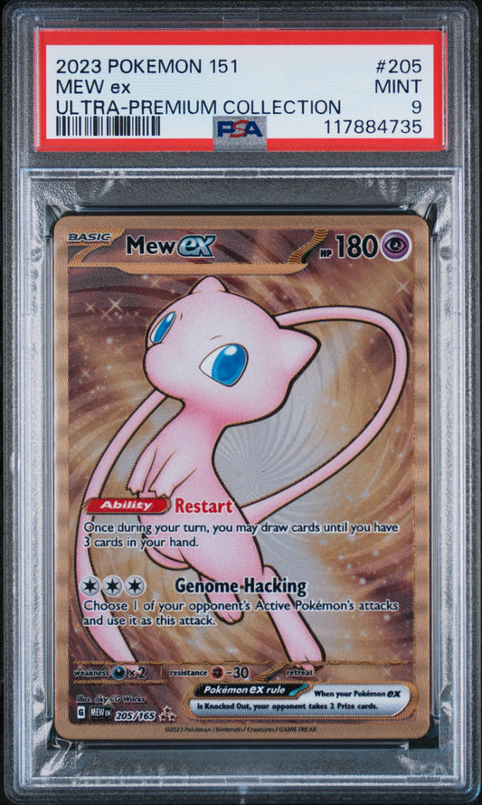 PSA 9 MINT Mew EX - 151 UPC *METAL* Gold Promo 205/165