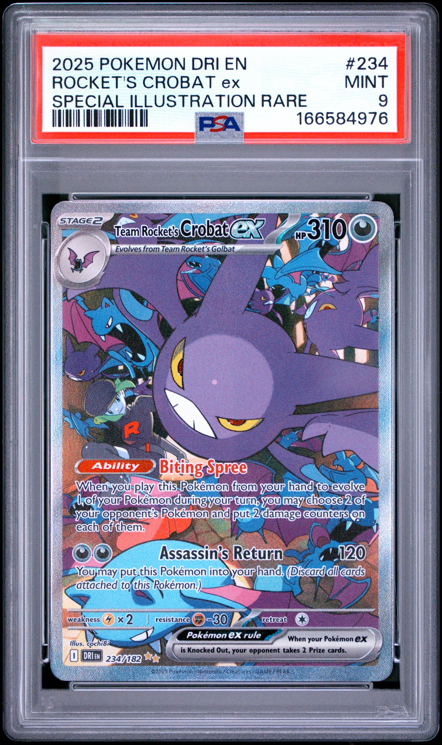 PSA 9 MINT Team Rocket's Crobat ex - Destined Rivals SIR 234/182
