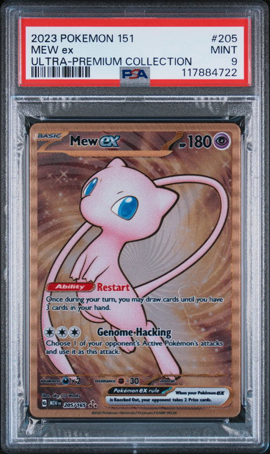 PSA 9 MINT Mew EX - 151 UPC *METAL* Gold Promo 205/165