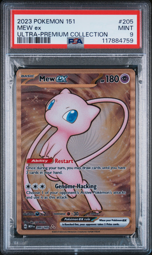 PSA 9 MINT Mew EX - 151 UPC *METAL* Gold Promo 205/165