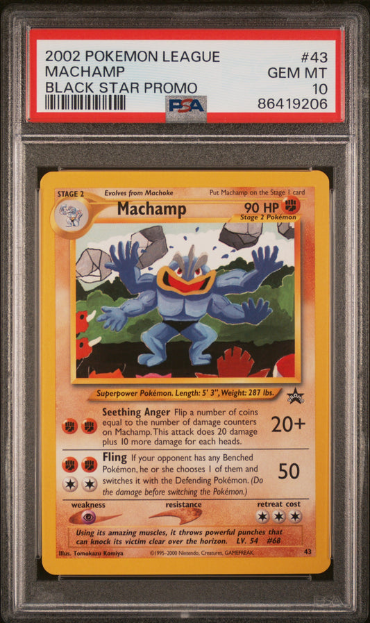 PSA 10 GEM MT Machamp - WotC Promo Non-Holo 43