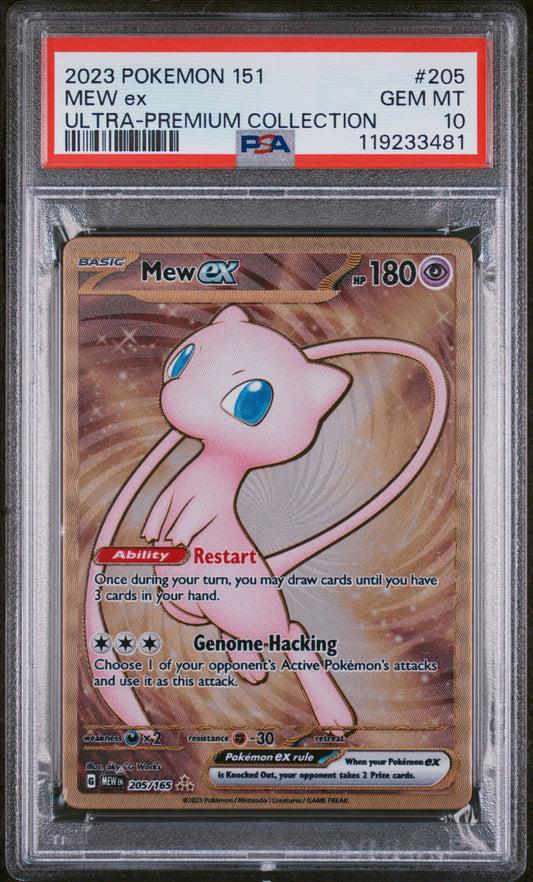 PSA 10 GEM MT Mew EX - 151 UPC *METAL* Gold Promo 205/165