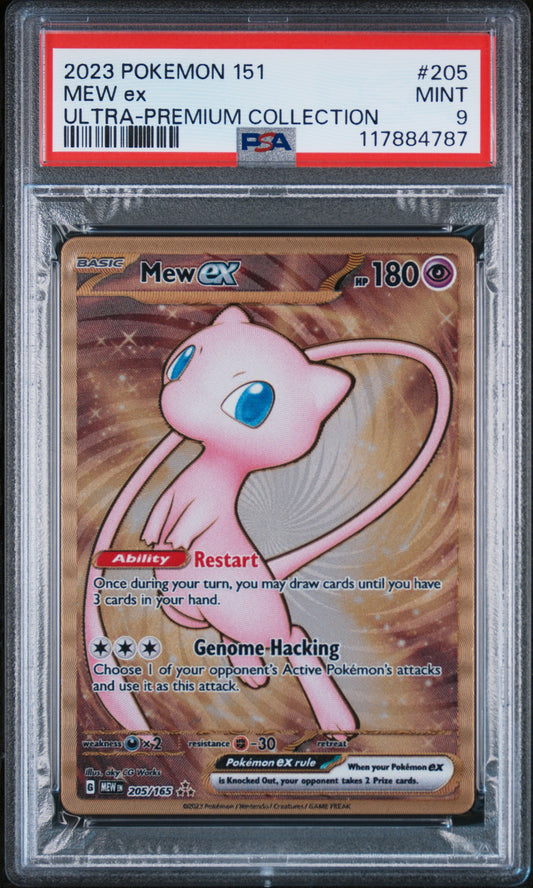 PSA 9 MINT Mew EX - 151 UPC *METAL* Gold Promo 205/165