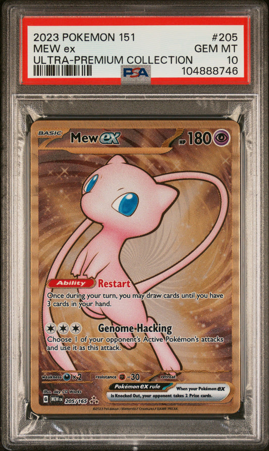 PSA 10 GEM MT Mew EX - 151 UPC *METAL* Gold Promo 205/165