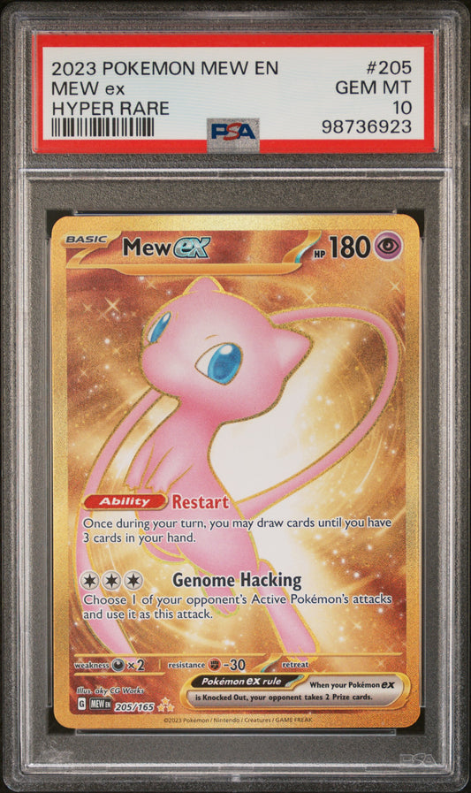 PSA 10 GEM MT Mew EX - 151 Gold Hyper Rare 205/165