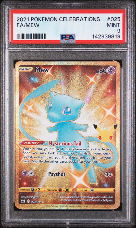 PSA 9 MINT Mew - Celebrations Gold Full Art 025/025