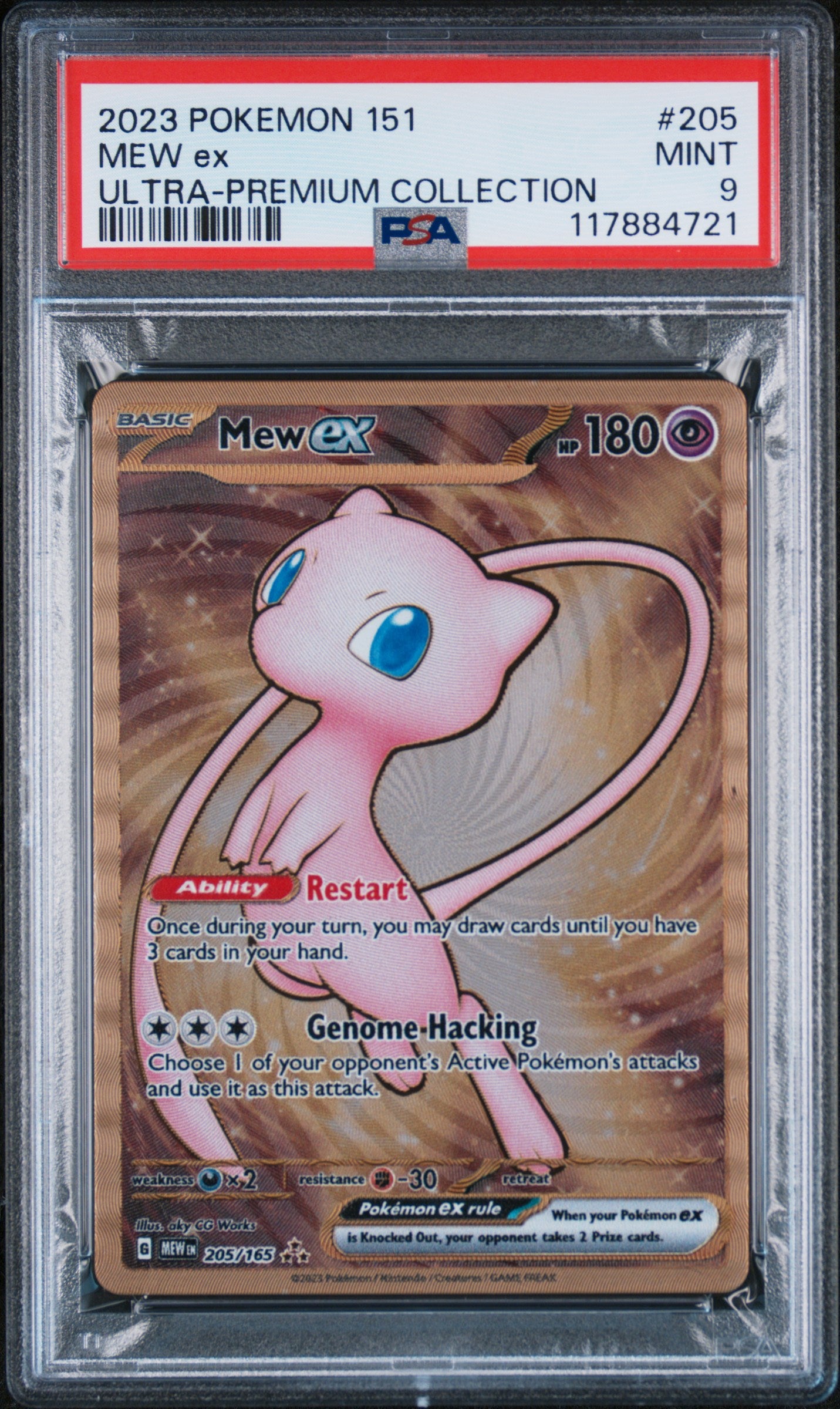 PSA 9 MINT Mew EX - 151 UPC *METAL* Gold Promo 205/165
