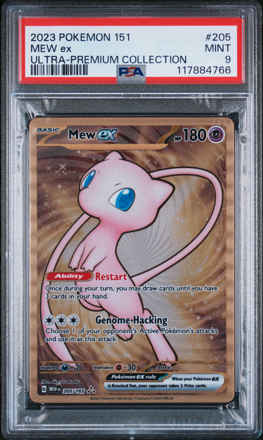 PSA 9 MINT Mew EX - 151 UPC *METAL* Gold Promo 205/165