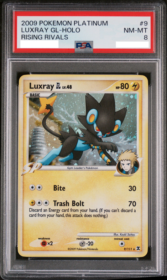 PSA 8 NM-MT Luxray GL - Rising Rivals Holo Rare 9/111