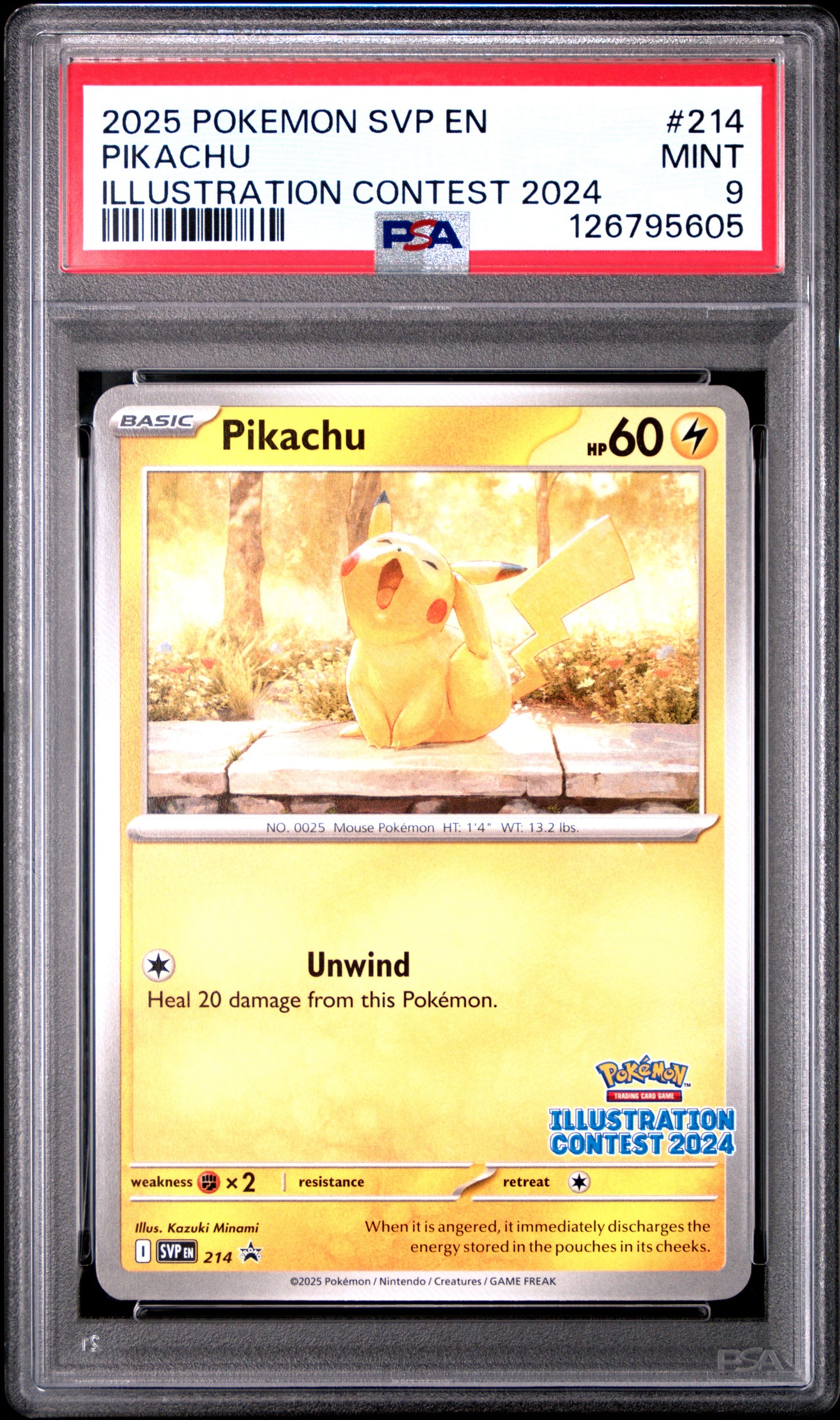 PSA 9 MINT Pikachu - SVP Promo Illustration Contest 2024 SVP214
