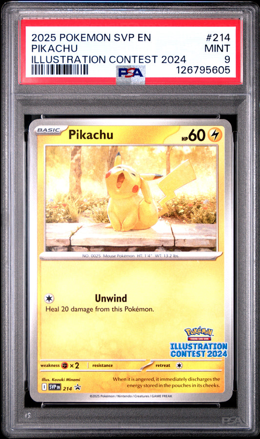 PSA 9 MINT Pikachu - SVP Promo Illustration Contest 2024 SVP214