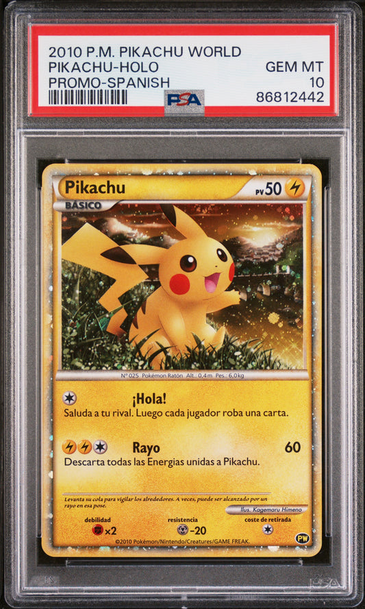 PSA 10 GEM MINT Pikachu - Pokemon World Holo Promo *Spanish*