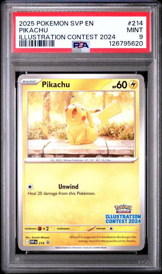 PSA 9 MINT Pikachu - SVP Promo Illustration Contest 2024 SVP214