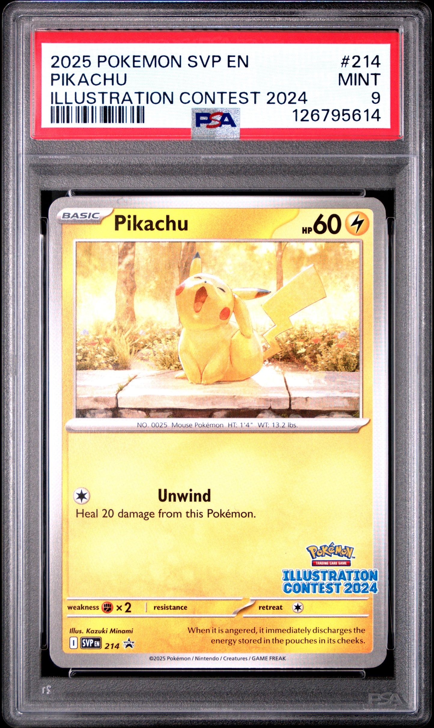 PSA 9 MINT Pikachu - SVP Promo Illustration Contest 2024 SVP214