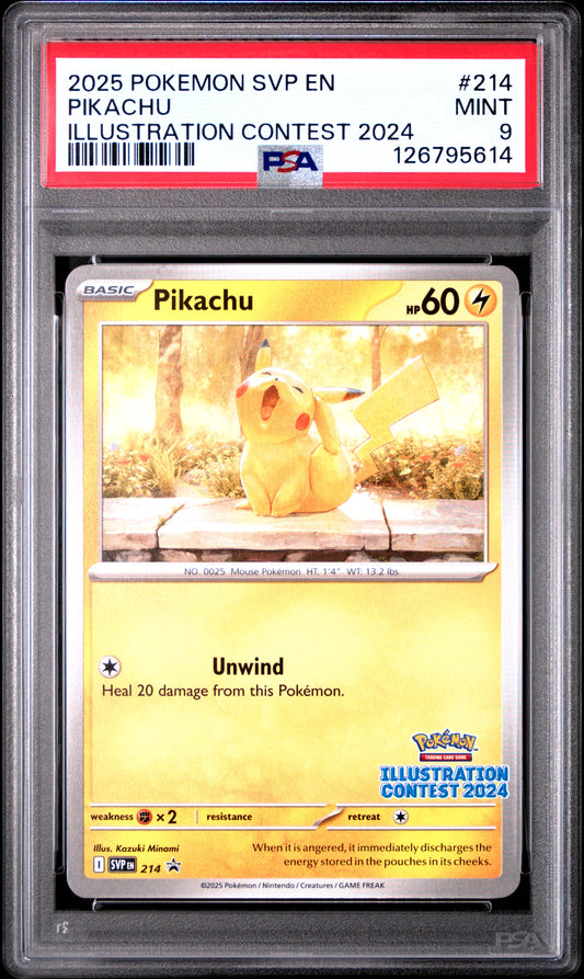 PSA 9 MINT Pikachu - SVP Promo Illustration Contest 2024 SVP214