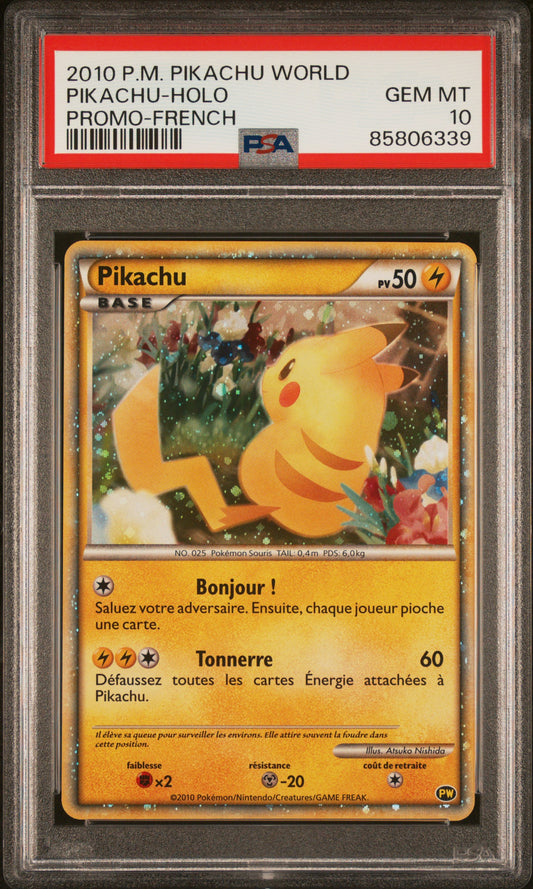 PSA 10 GEM MT Pikachu - Pikachu World Holo Promo *French*