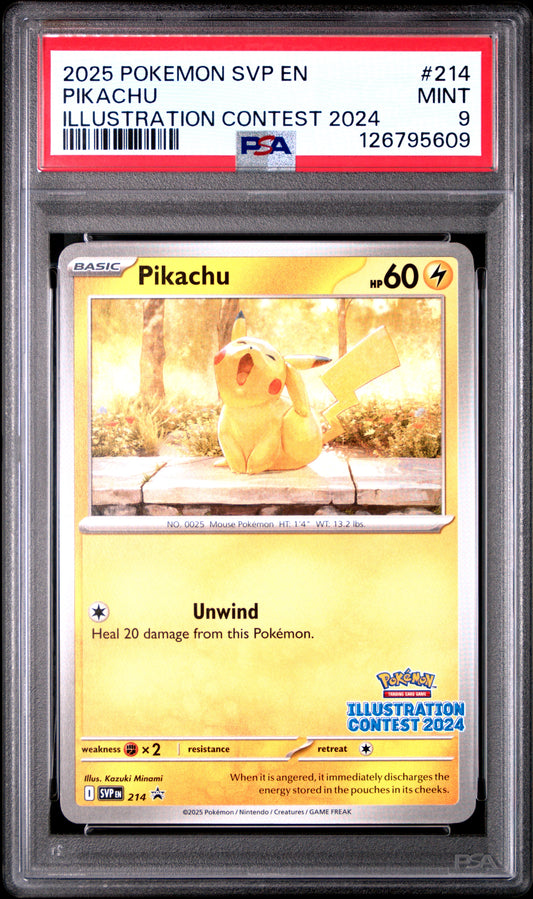 PSA 9 MINT Pikachu - SVP Promo Illustration Contest 2024 SVP214
