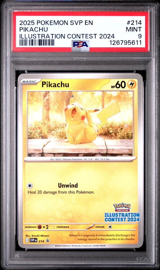 PSA 9 MINT Pikachu - SVP Promo Illustration Contest 2024 SVP214