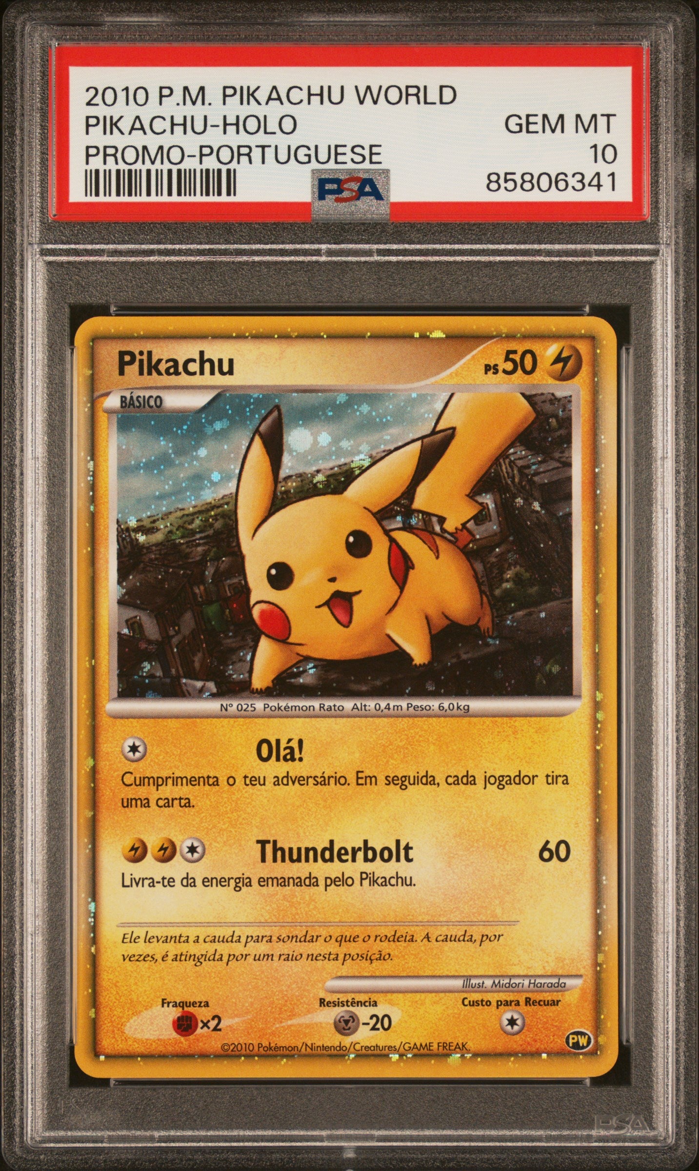 PSA 10 GEM MT Pikachu - Pikachu World Collection 2010 Holo Promo *Portuguese*