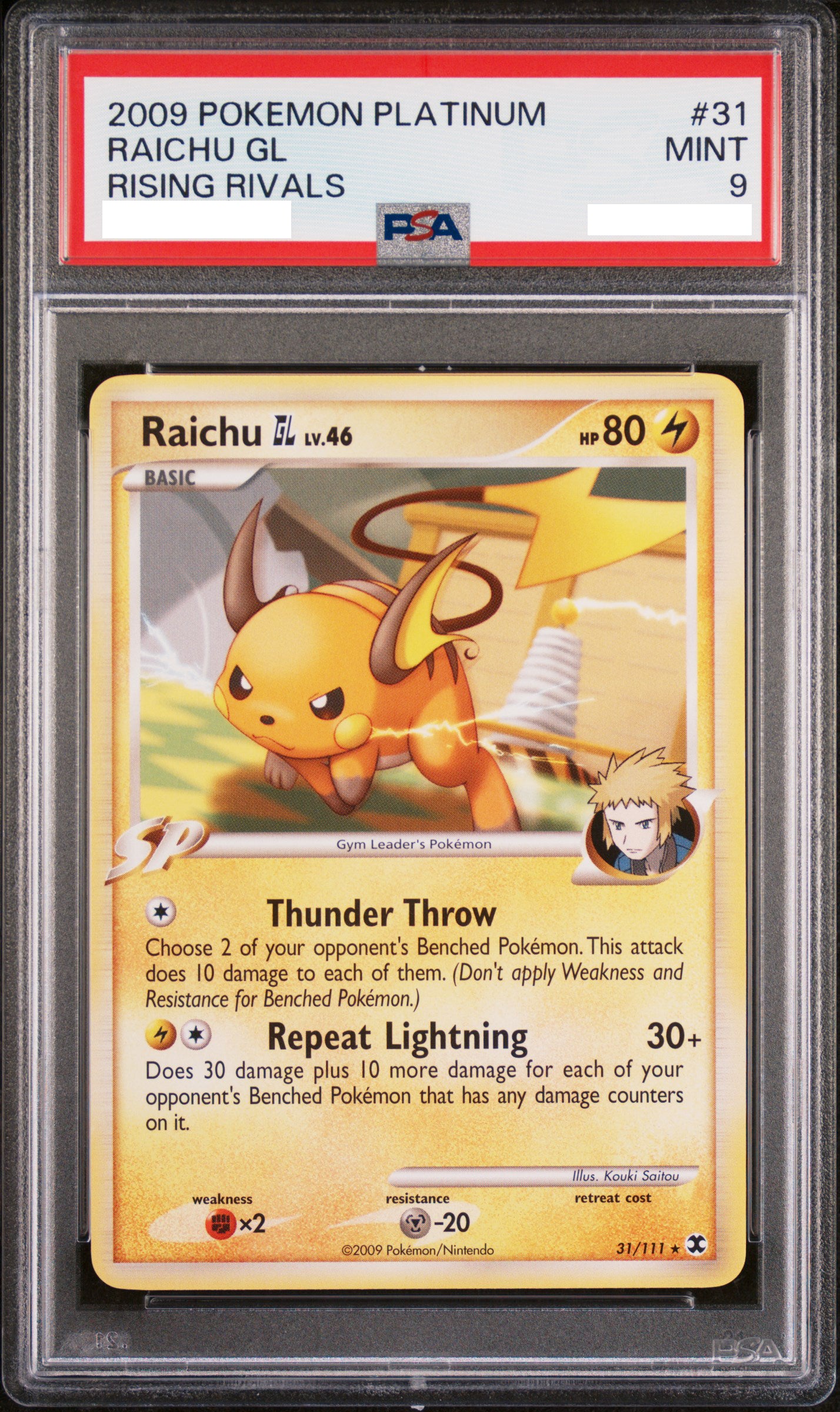 PSA 9 MINT Raichu GL - Rising Rivals Non-Holo Rare 31/111