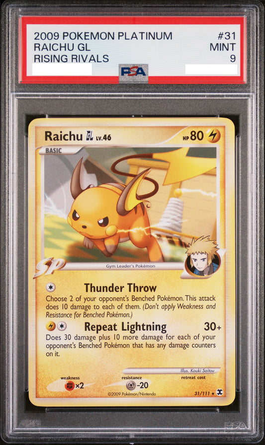 PSA 9 MINT Raichu GL - Rising Rivals Non-Holo Rare 31/111