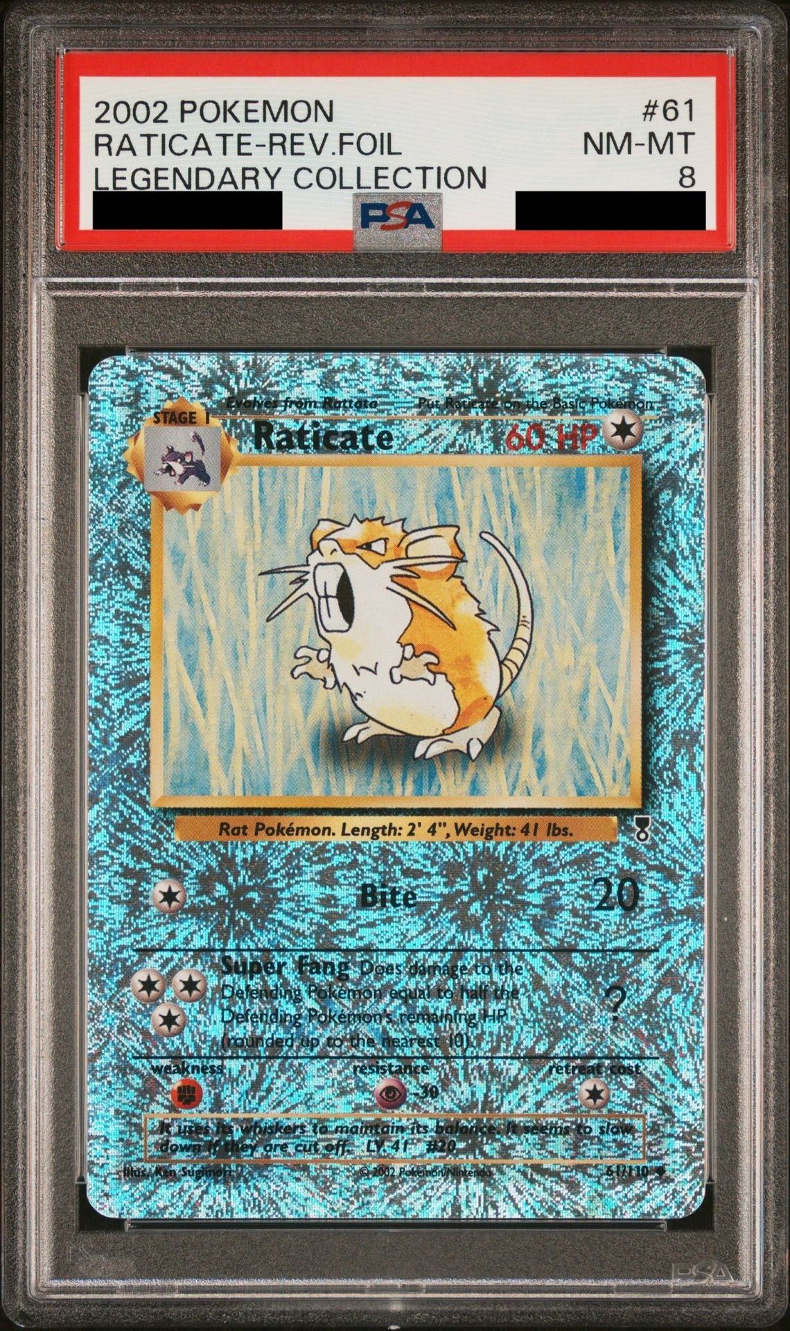 PSA 8 NM-MT Raticate - Legendary Collection Reverse Holo 61/110