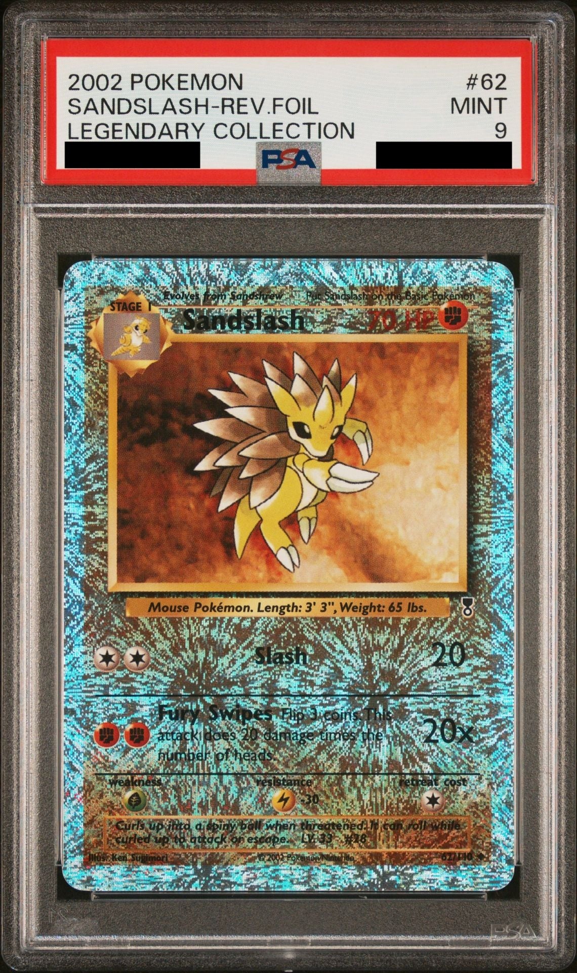 PSA 9 MINT Sandslash - Legendary Collection Reverse Holo 62/110