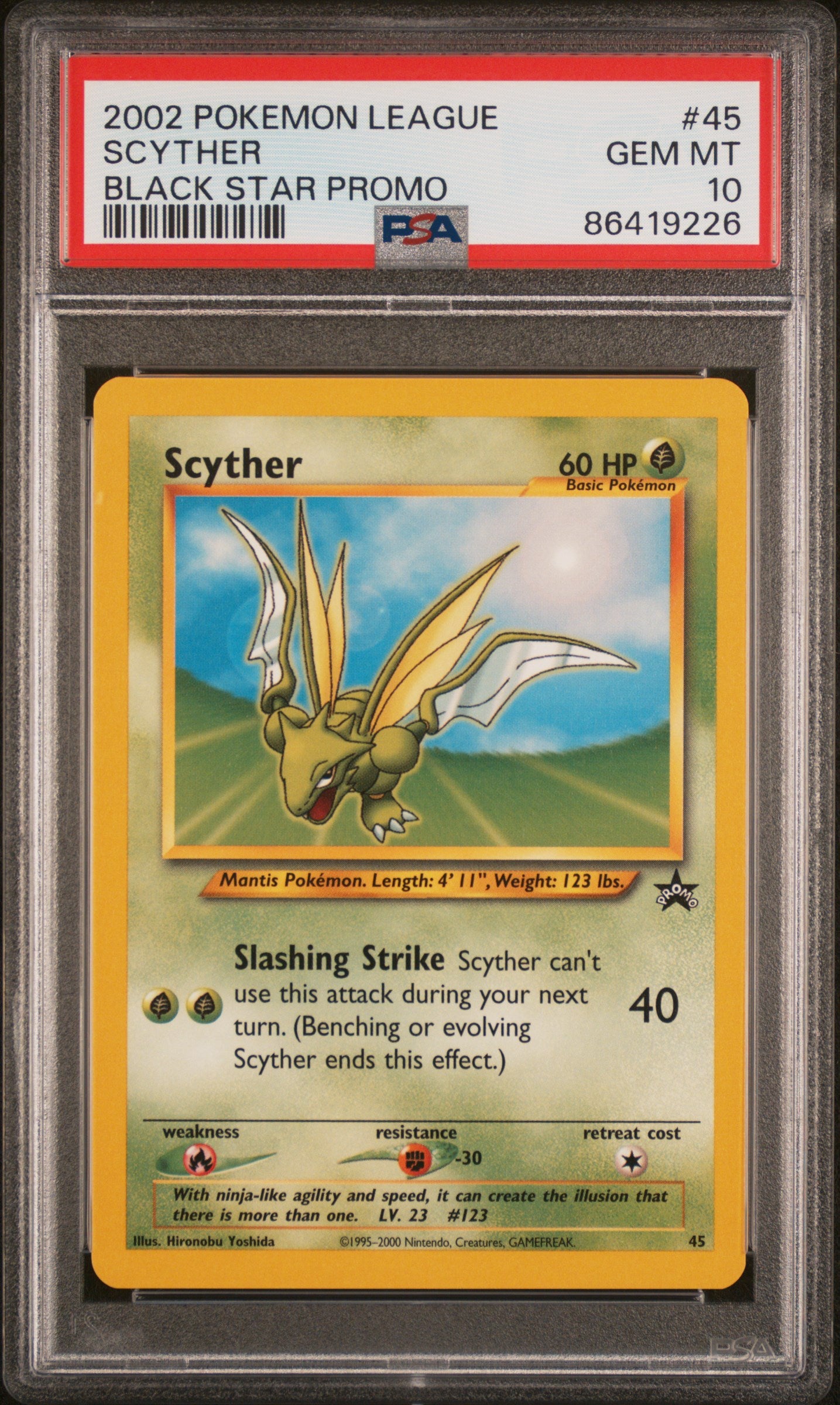 PSA 10 GEM MT Scyther - WotC 2002 Black Star Promo #45