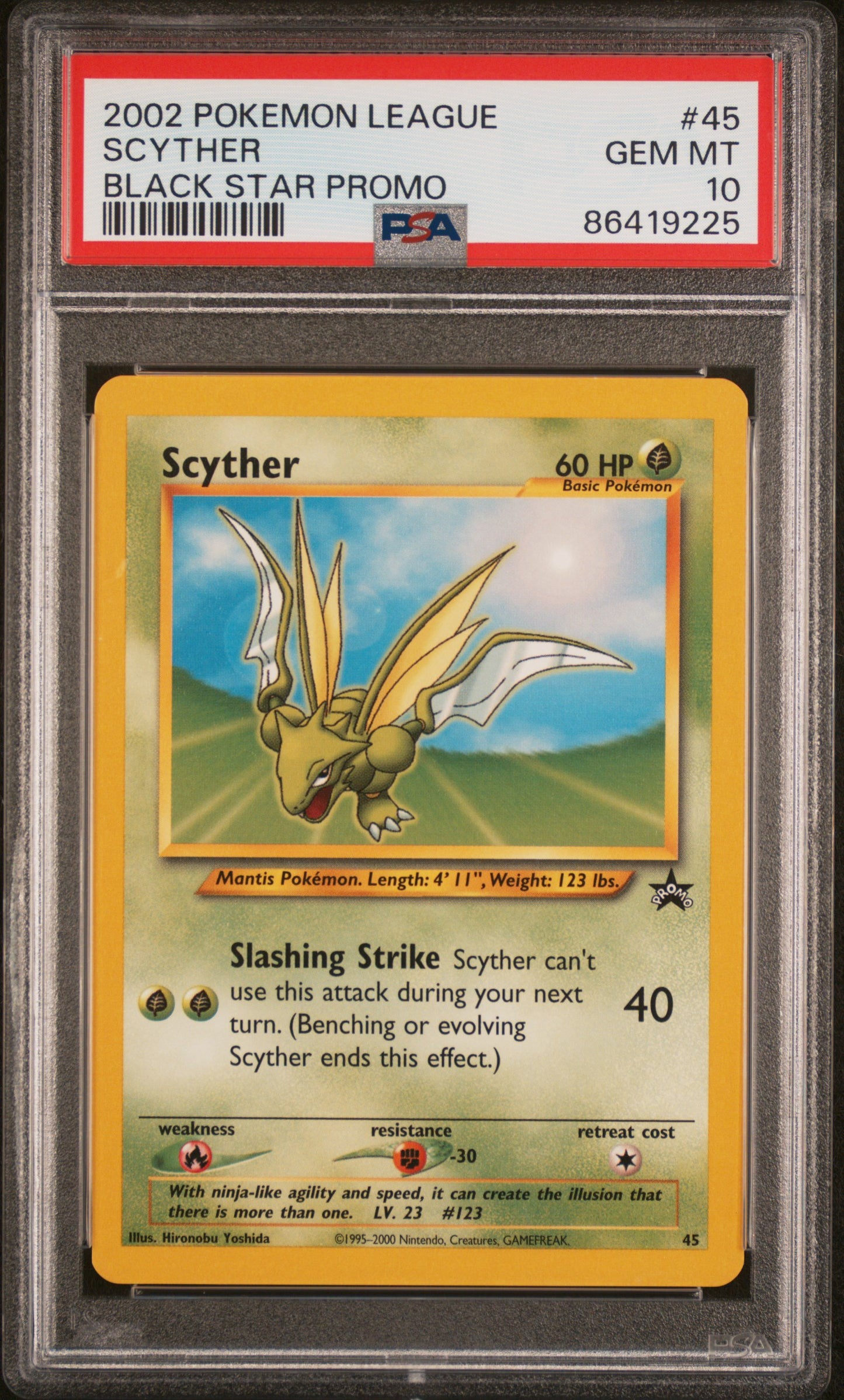 PSA 10 GEM MT Scyther - WotC 2002 Black Star Promo #45