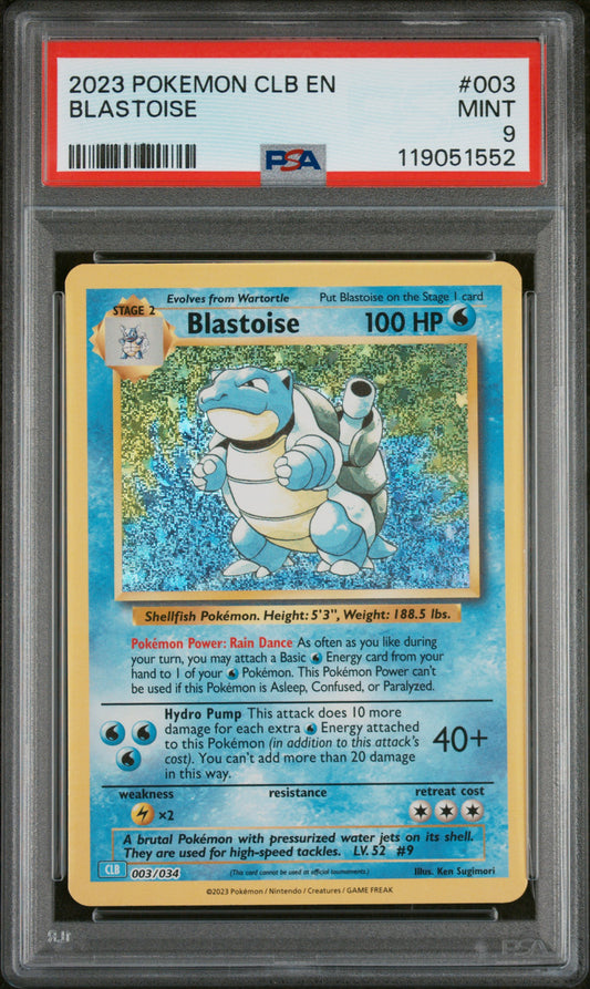 PSA 9 MINT Blastoise - Trading Card Game Classic CLB Holo 003/034