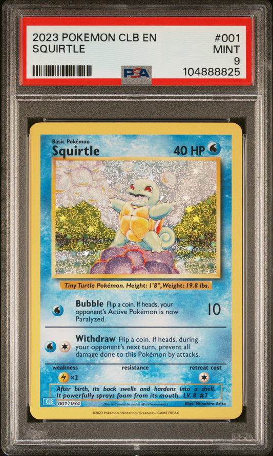 PSA 9 MINT Squirtle - Trading Card Game Classic CLB Holo 001/034