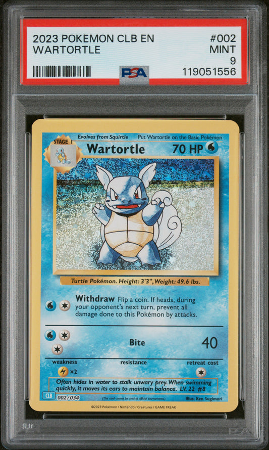 PSA 9 MINT Wartortle - Trading Card Game Classic CLB Holo 002/034