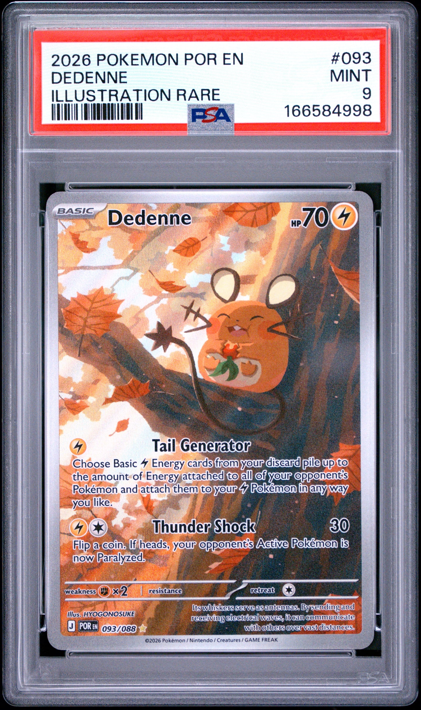 PSA 9 MINT Dedenne - Perfect Order IR 093/088