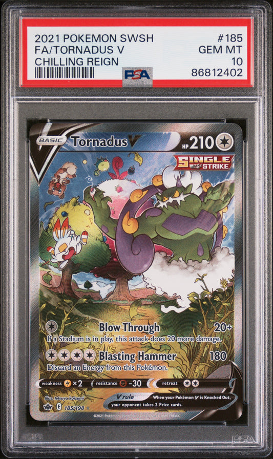 PSA 10 GEM MT Tornadus V - Chilling Reign Alternate Art 185/198