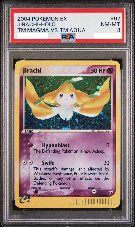 PSA 8 NM-MT Jirachi - Team Magma VS Team Aqua Secret Holo Ultra Rare 97/95