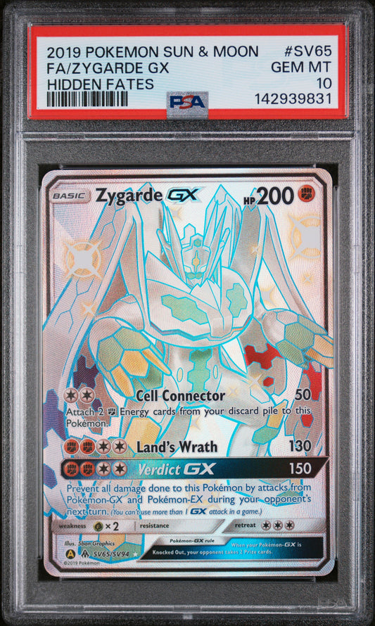 PSA 10 GEM MT Zygarde ex - Hidden Fates Shiny Vault Holo SV65