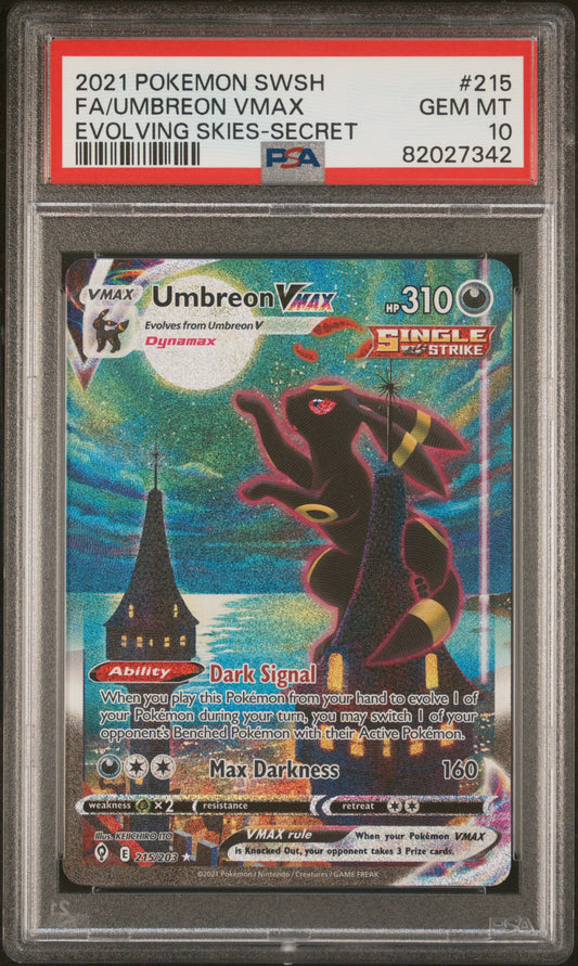 PSA 10 GEM MT Umbreon VMAX - Evolving Skies Alternate Art 215/203 "Moonbreon"