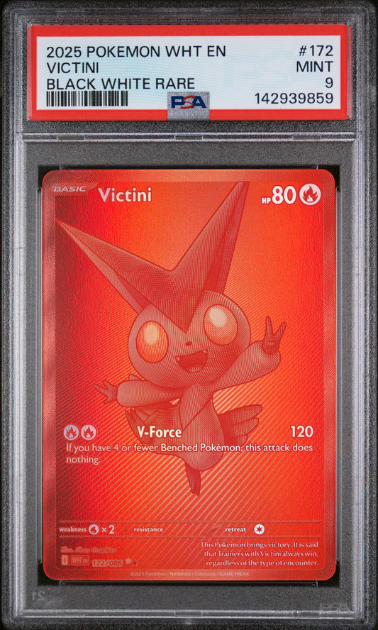 PSA 9 MINT Victini - White Flare Black White Rare 172/086