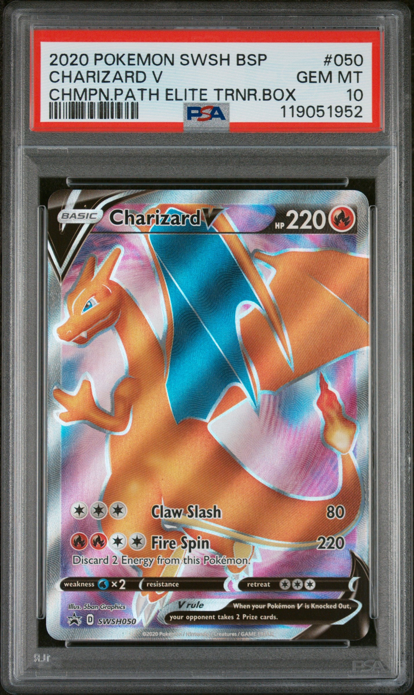 PSA 10 GEM MT Charizard V Full Art - SWSH050 Holo Promo