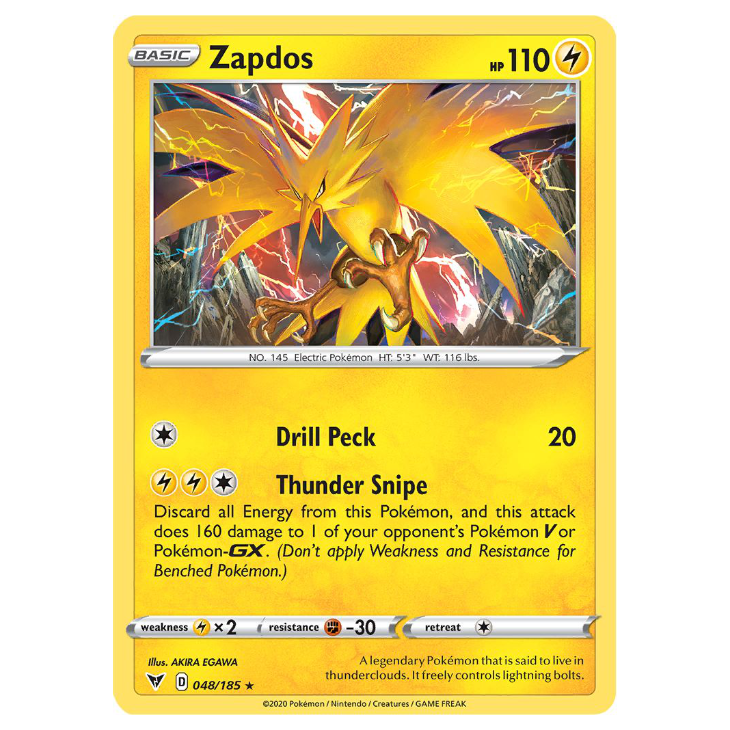 Zapdos Vivid Voltage 048/185 Holo Rare/Reverse Holo The Game