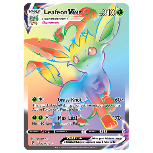 Leafeon VMAX - Evolving Skies - 204/203 - Holo Rainbow Secret Rare