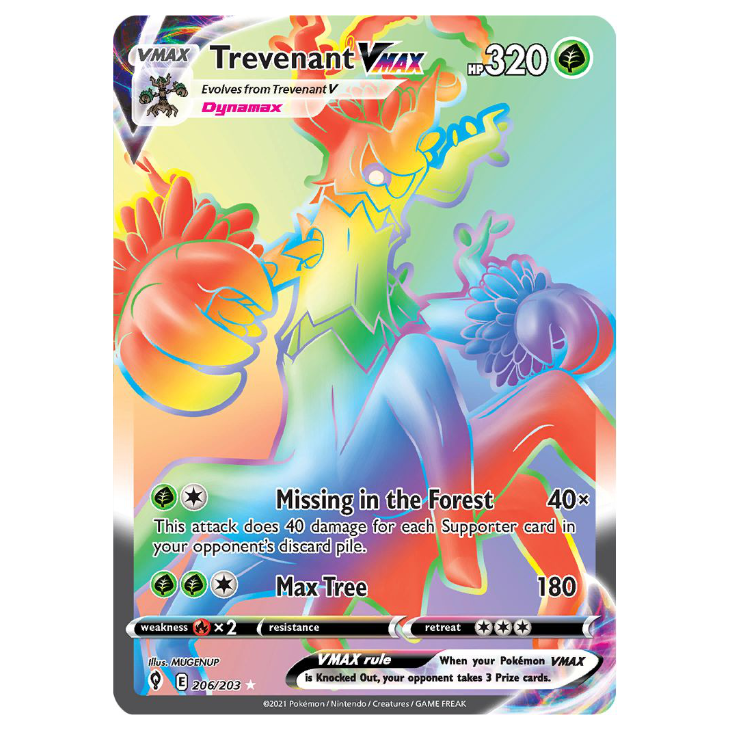 Trevenant VMAX - Evolving Skies - 206/203 - Holo Rainbow Secret Rare