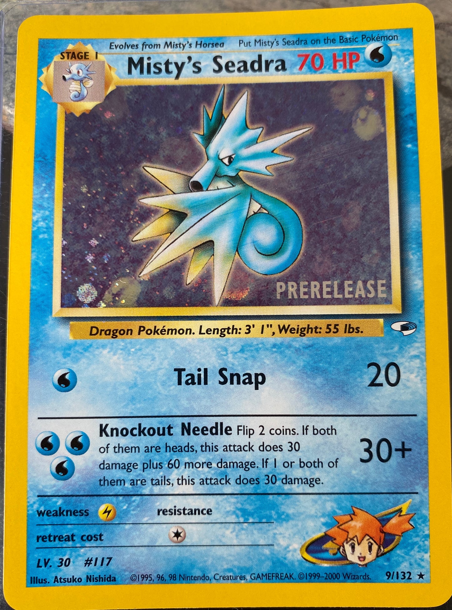 Misty's Seadra - Gym Heroes PRERELEASE Promo - 9/132 - Holo Rare