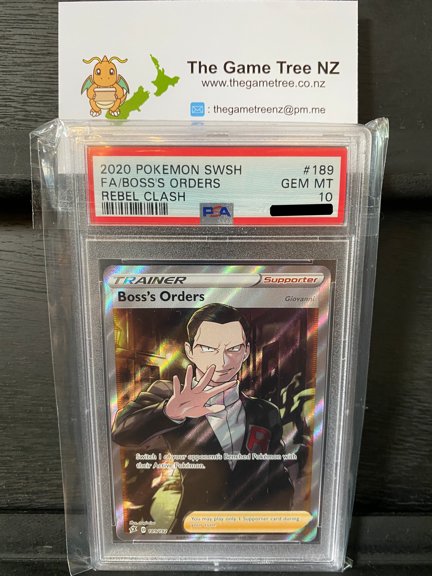 PSA 10 GEM MT Boss's Orders - Rebel Clash Full Art 189/192