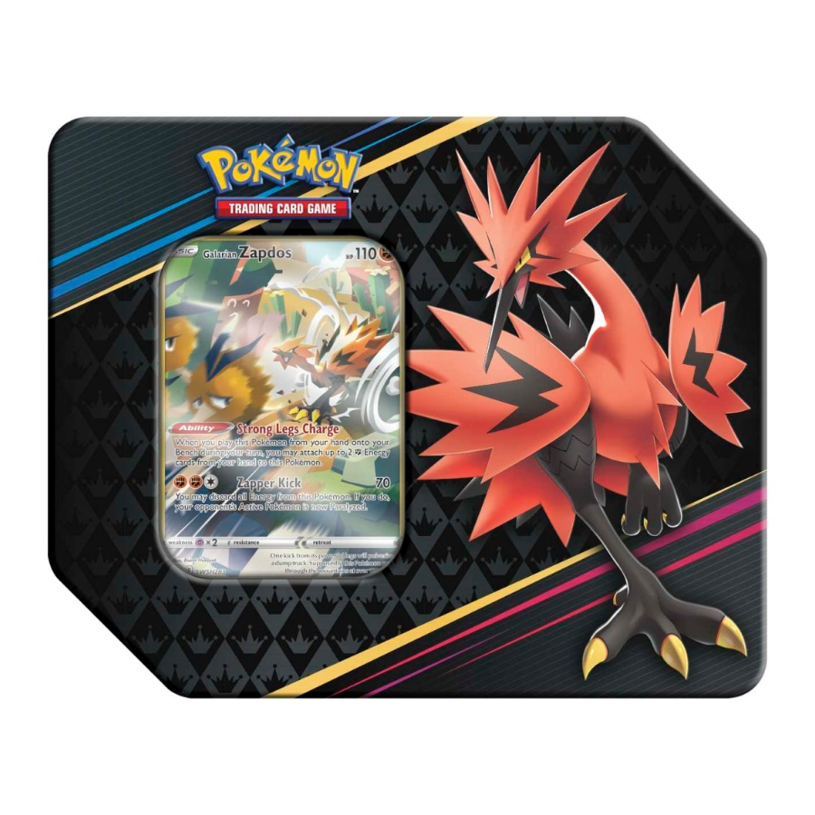 Crown Zenith Tins featuring Galarian Articuno, Galarian Zapdos or Galarian Moltres