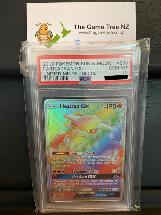 PSA 10 GEM MT Heatran GX - Unified Minds Secret Rainbow 238/236