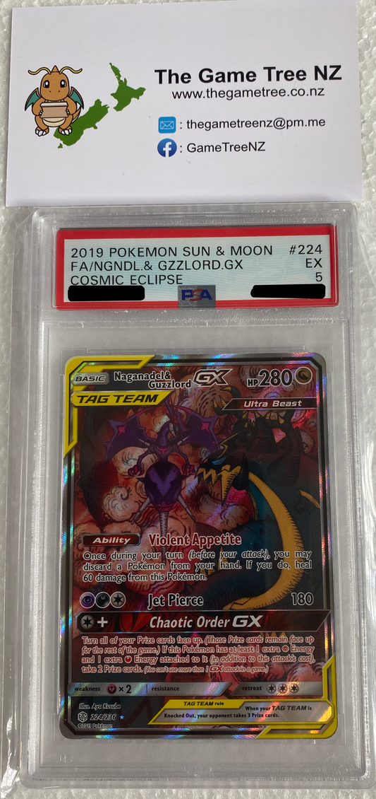 PSA 5 EX Naganadel & Guzzlord GX - Cosmic Eclipse Alternate Art 224/236