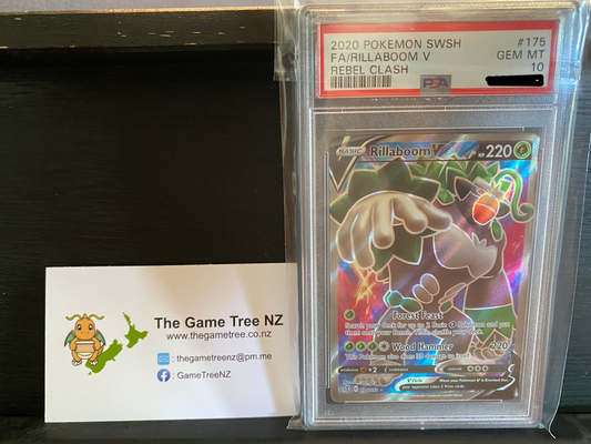 PSA 10 GEM MT Rillaboom V - Rebel Clash Full Art Holo 175/192